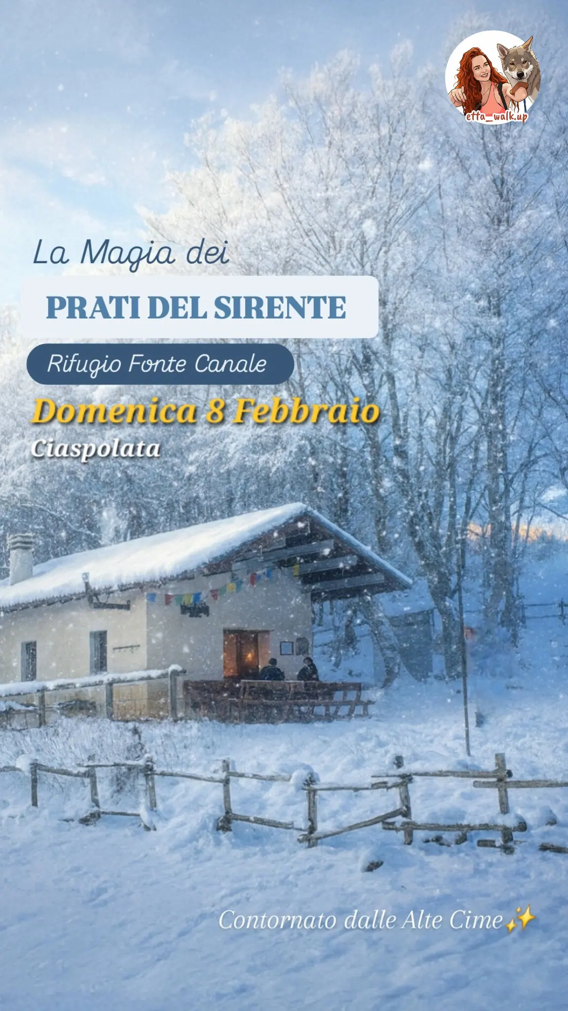 08/02 ❄️Tra la magia dei PRATI DEL SIRENTE - Rifugio Fonte Canale🏠 Negli incantevoli scenari innevati